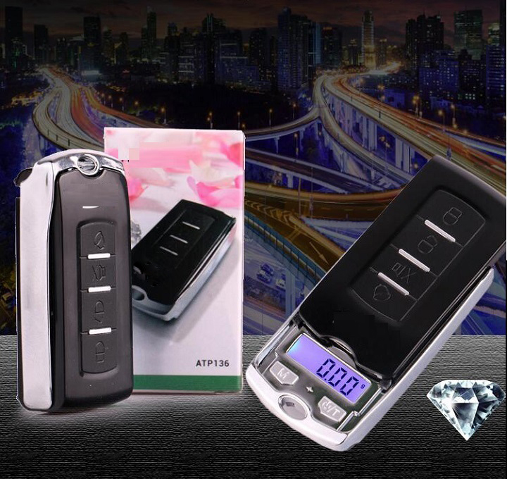 Cân tiểu ly điện tử mini tải trọng 200g hình móc khóa ô tô, 4 đơn vị cân ( Tặng kèm móc khóa tô vít đa năng 3in1 )