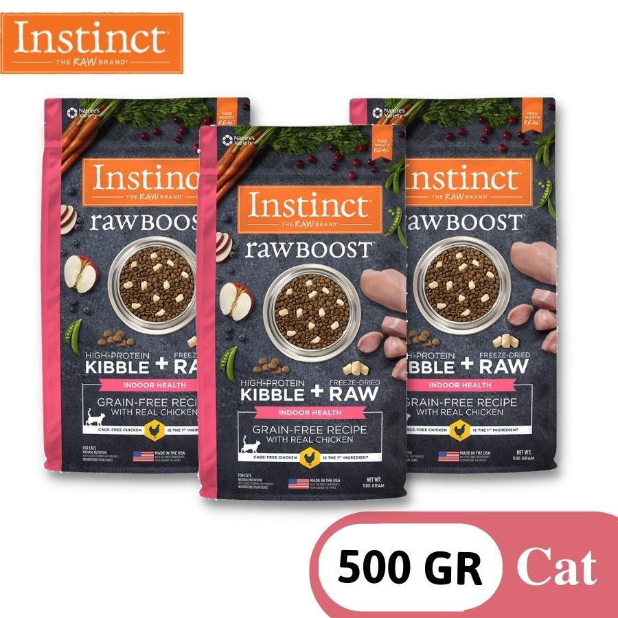 COMBO 3 GÓI 500g Thức ăn cho mèo trong nhà làm từ thịt gà tươi Instinct Raw Boost for Indoor Health (Túi 500g)