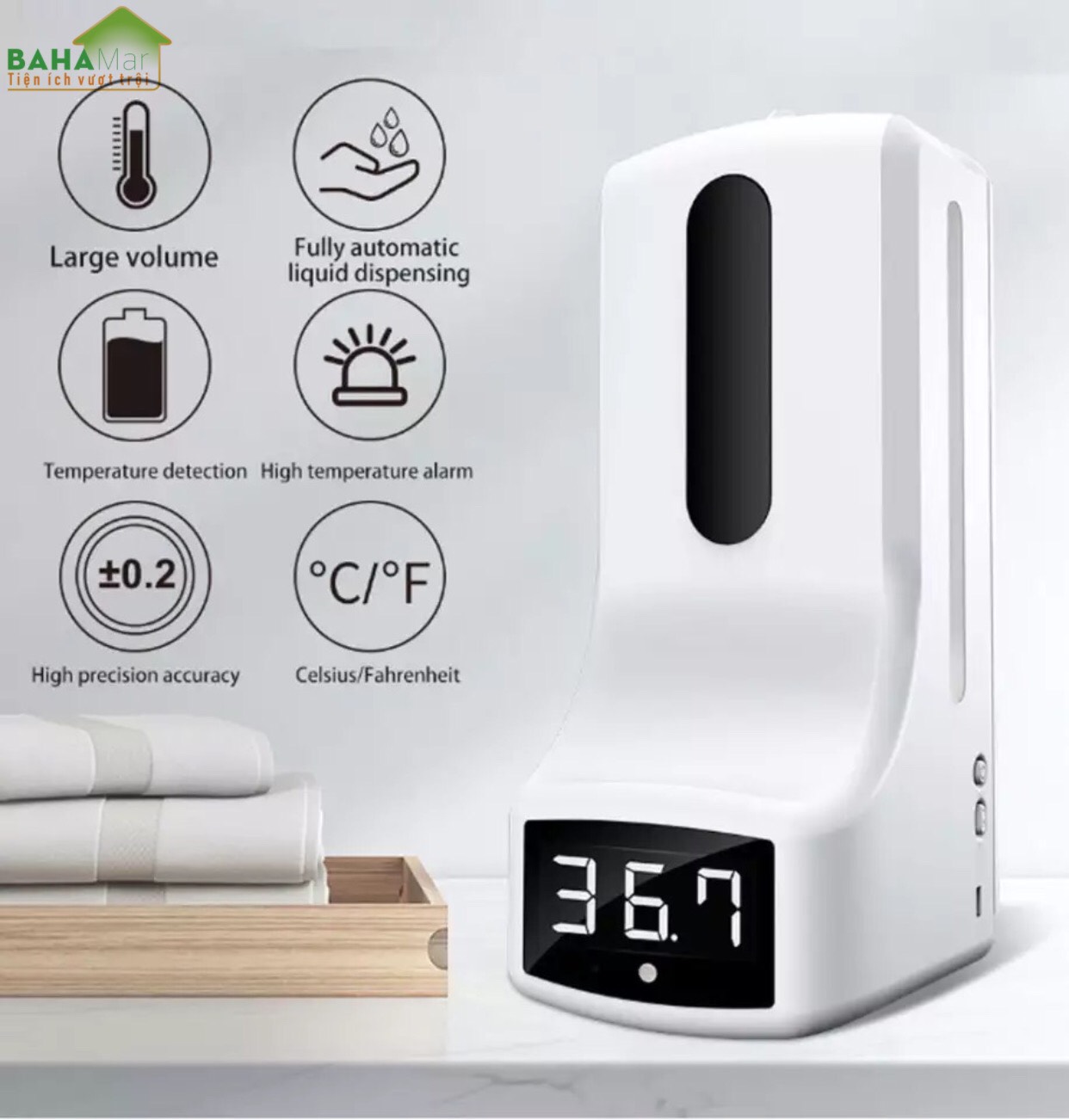 MÁY TÍCH HỢP 2 TRONG 1 ĐO NHIỆT ĐỘ VÀ PHUN CẢM ỨNG RỬA TAY KHỬ TRÙNG TỰ ĐỘNG K9ProX "BAHAMAR"