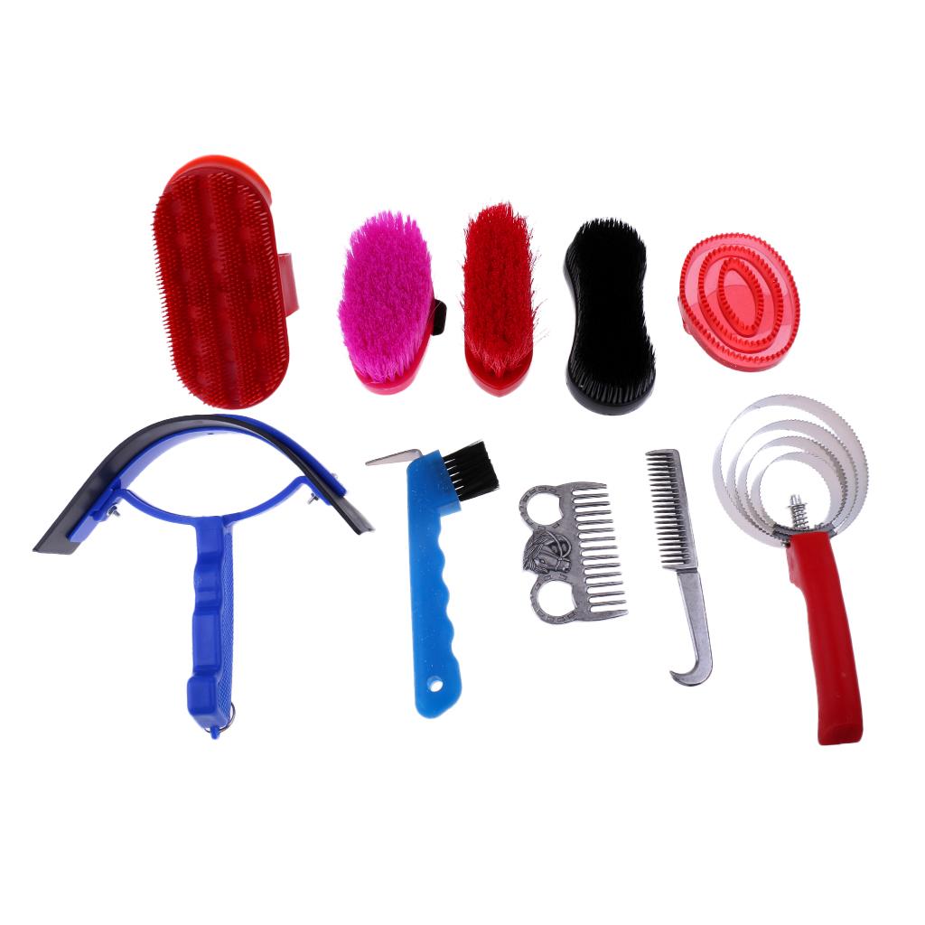 10 Pieces Horse Grooming Kit Equestrian Deluxe Horse Grooming Brush Comb