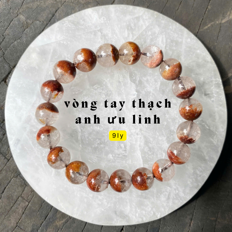 Vòng tay thạch anh ưu linh tự nhiên 100% 8-12mm, siêu phẩm phong thủy thu hút tài lộc, may mắn, tặng kèm quả cầu thạch anh nhỏ