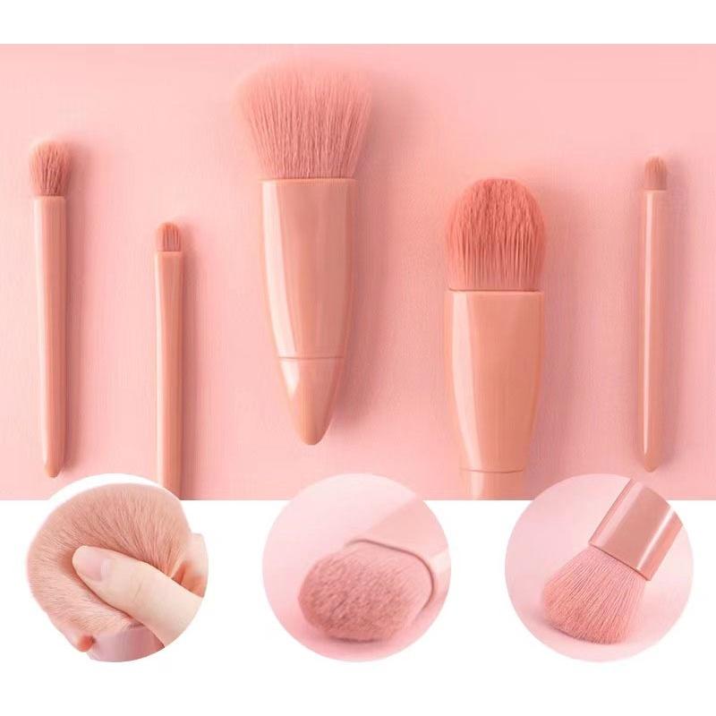 Bộ 5 cọ hồng kèm gương trang điểm cao cấp