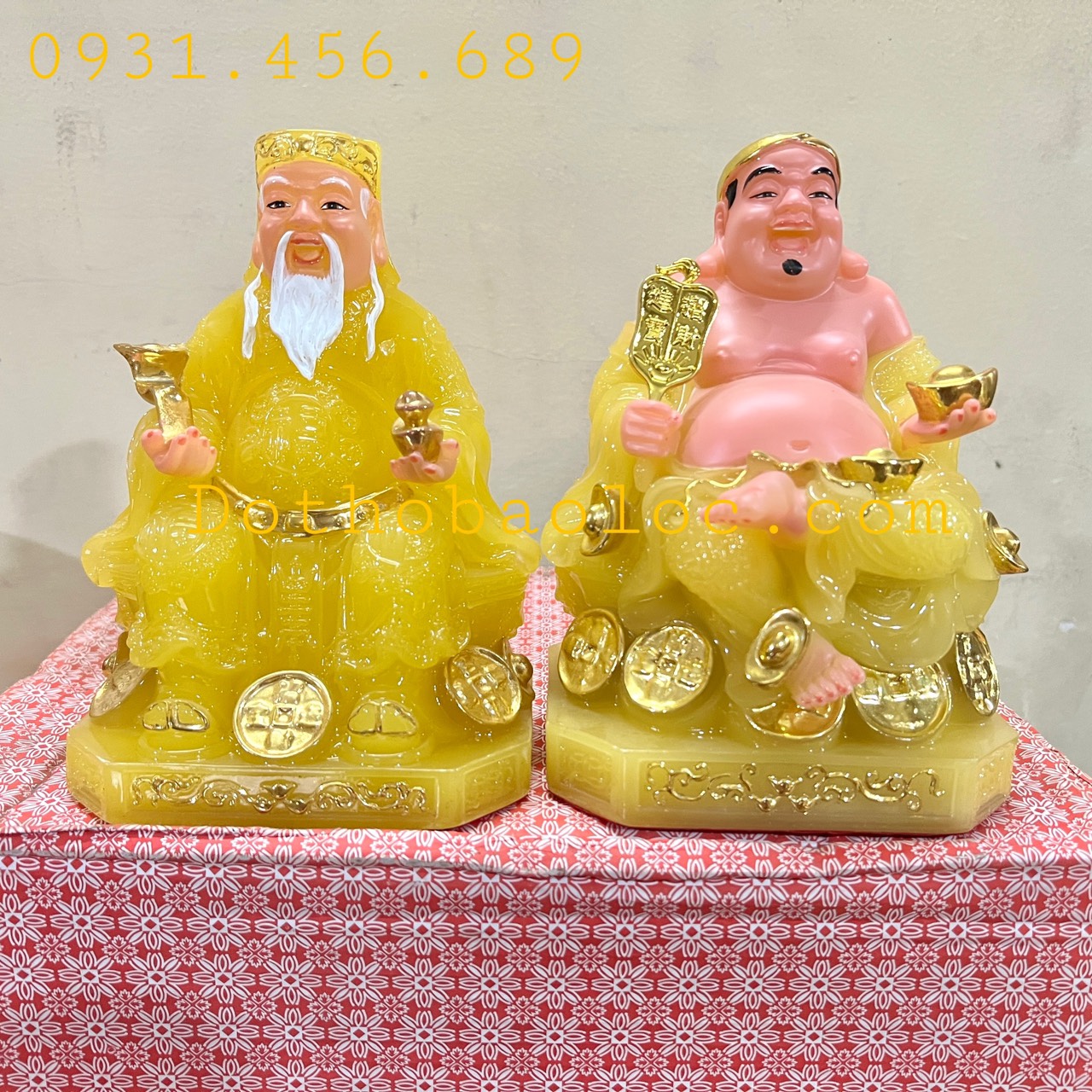 Tượng Thần Tài Thổ Địa đá cao cấp nhập khẩu Đài Loan cao 19cm – Vàng