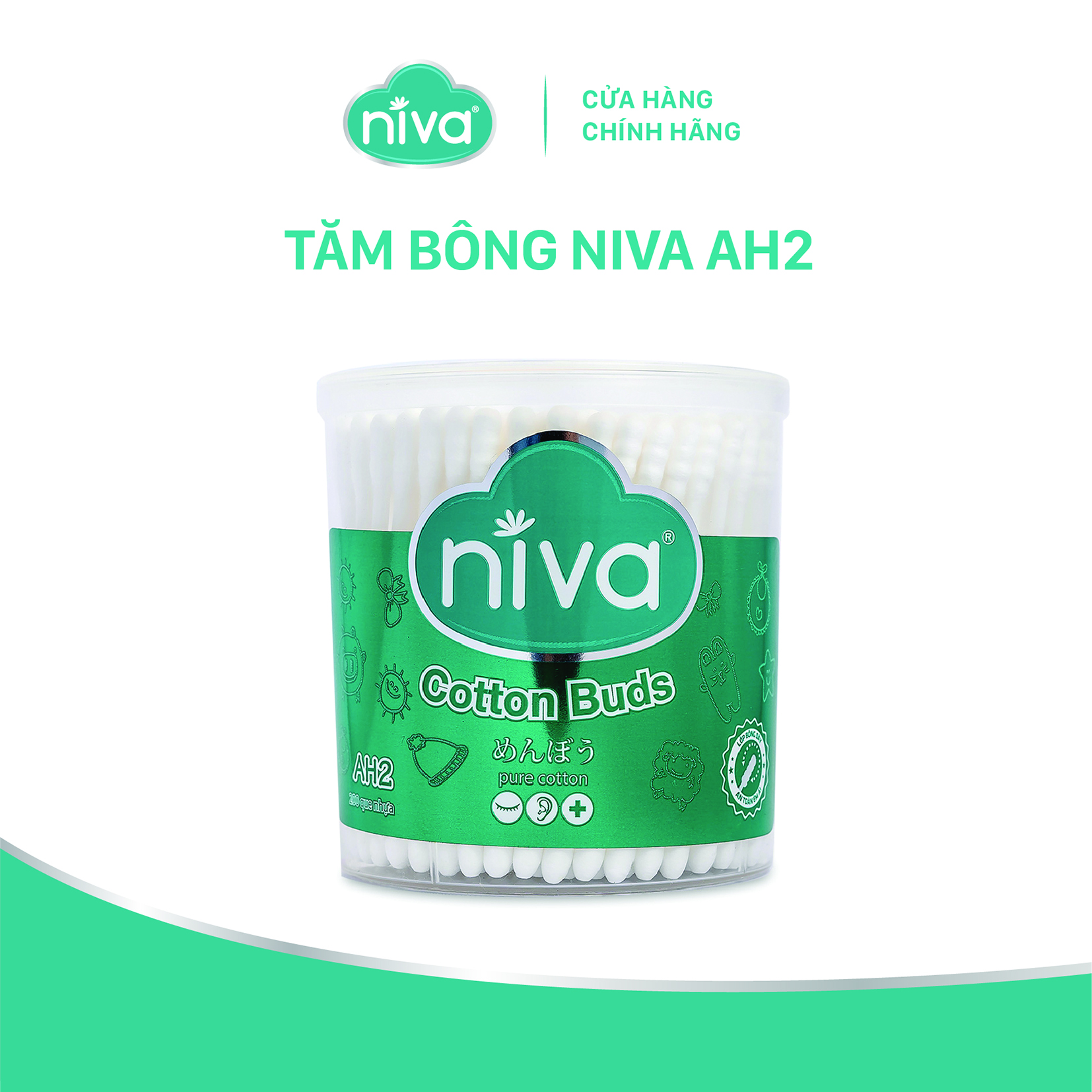 Combo 5 Tăm Bông Niva Hũ Xoay 200 Que Thân Nhựa AH2 Đa Năng Chuyên Dùng Ngoáy Tai, Vệ Sinh, Trang Điểm