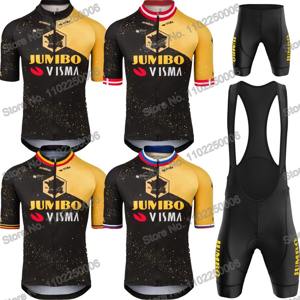 2023 Jumbo Visma Chuyến Lưu Diễn Pháp TDF Đi Xe Đạp Quần Áo Đan Mạch Bỉ Slovenia Bộ Quần Áo Đạp Xe Xe Đạp Đường Bộ Áo Sơ Mi Phù Hợp Với MTB Maillot Color: 8 Size: XXS