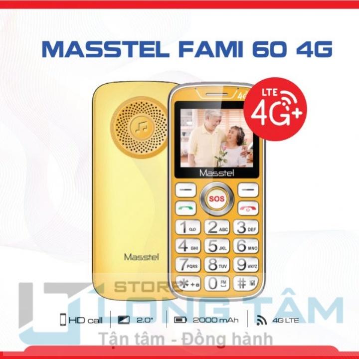 Điện thoại hiệu Masstel Fami 60 - Hàng chính hãng - Giá rẻ - hỗ trợ 4G - dành cho người lớn tuổi