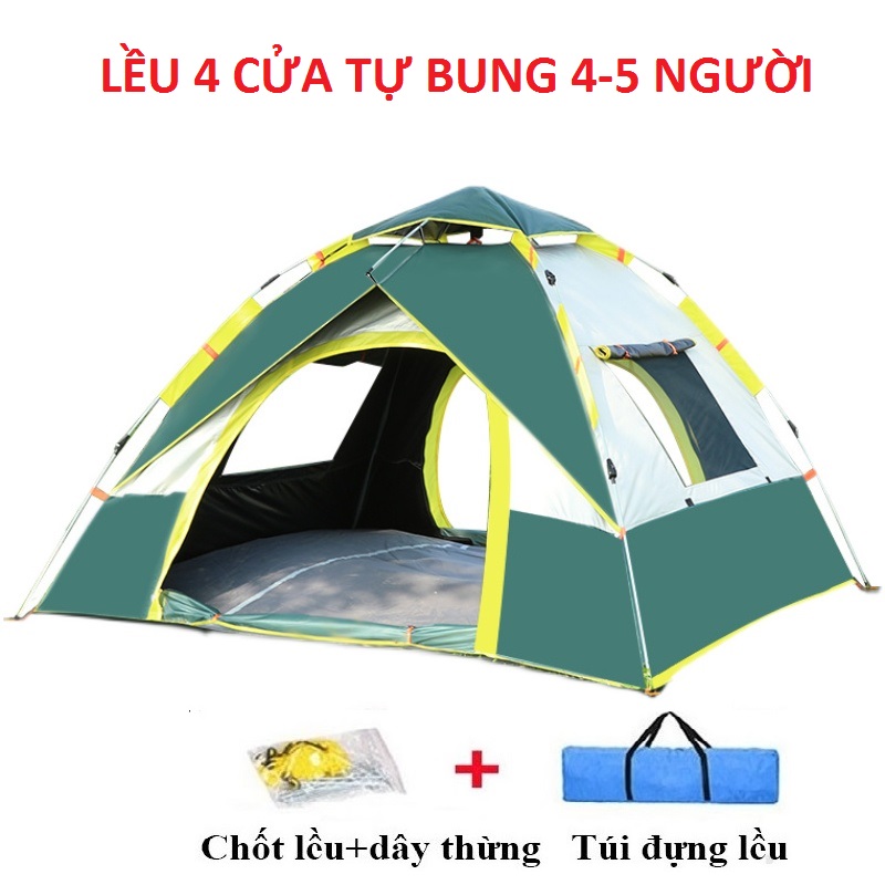 Lều Cắm Trại Du Lịch Dã Ngoại, Lều Phượt Tự Bung 4 đến 6 người Chống Thấm Nước Chống Muỗi Gấp Gọn Tiện Lợi