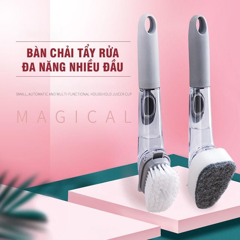 Bàn Chải Chà Rửa Nhà Bếp Nhà Tắm Có Bồn Chứa Và Nút Ấn Xả Xà Phòng