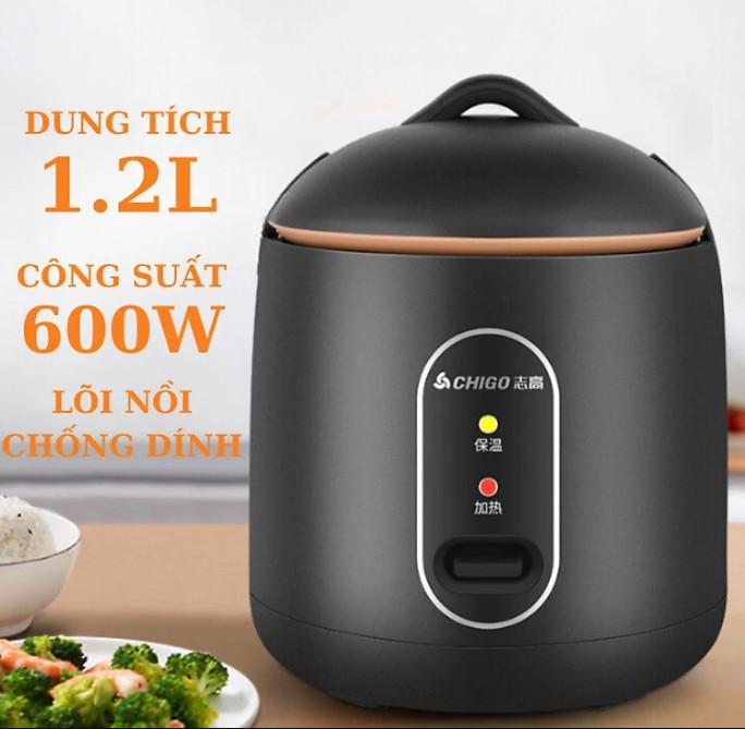 [KoSuyTu] Nồi Cơm Điện Mini ChiGo Chống DÍnh - Đa Năng Hầm, Nấu Cháo, Xào, Chiên Nhanh Chóng An Toàn - Dung Tích 1.2 Lít Nấu Cơm Cooker Nấu Ăn