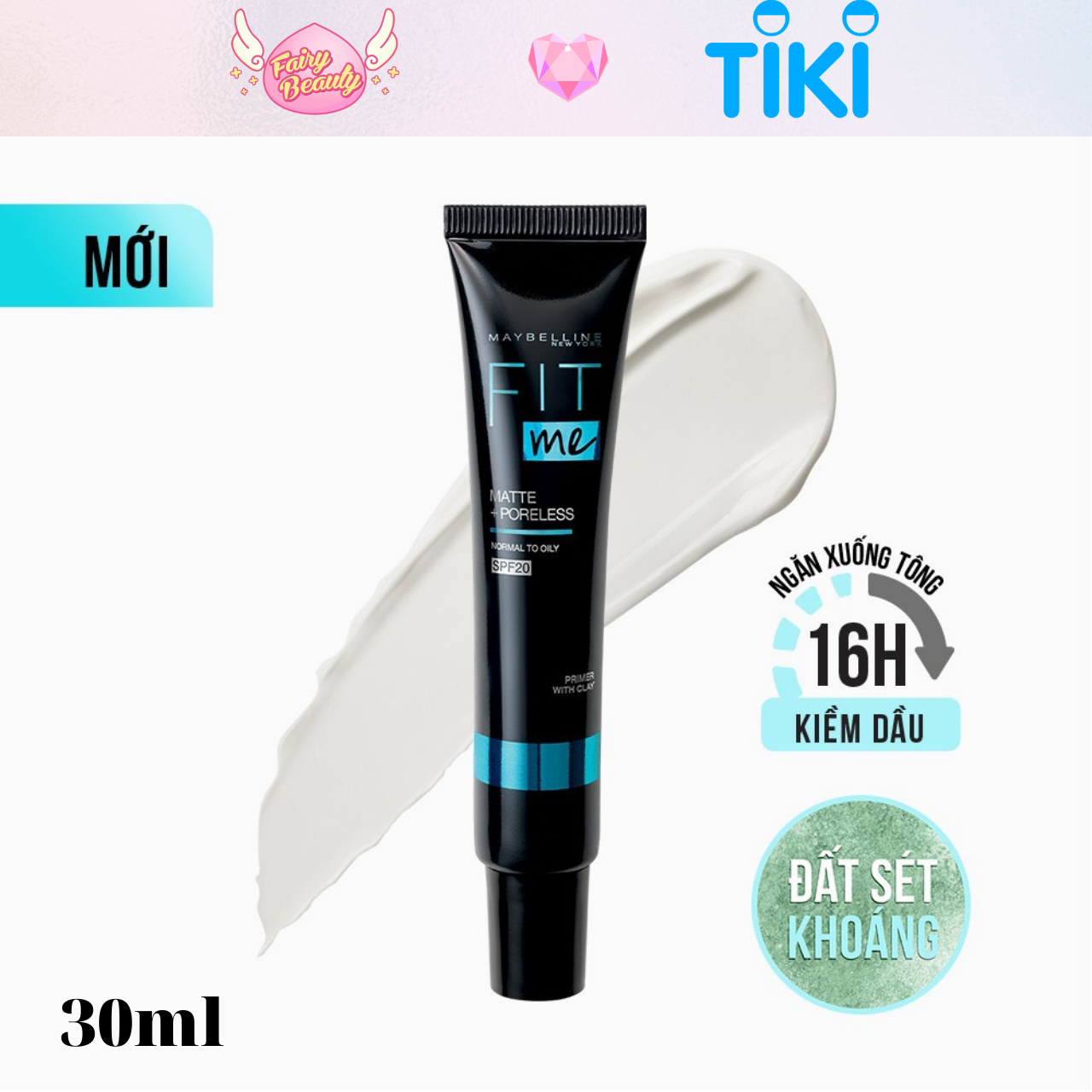 [MAYBELLINE NEW YORK] Kem Lót Kiềm Dầu, Ngăn Xuống Tông Và Chống Nắng SPF 20 Fit Me Primer Matte+Poreless 30/5ml