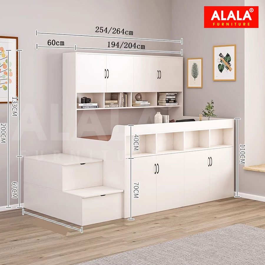 Giường tầng thấp ALALA161 đa năng/ Miễn phí vận chuyển và lắp đặt/ Đổi trả 30 ngày/ Sản phẩm được bảo hành 5 năm từ thương hiệu ALALA/ Chịu lực 700kg