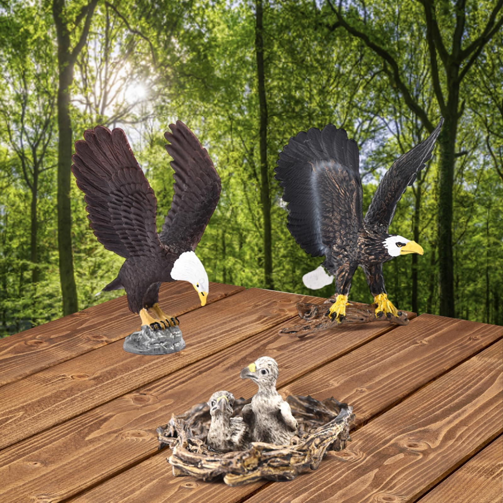 3Pcs Eagle Statue Set Animal Bird Figures for Tabletop Living Room Party