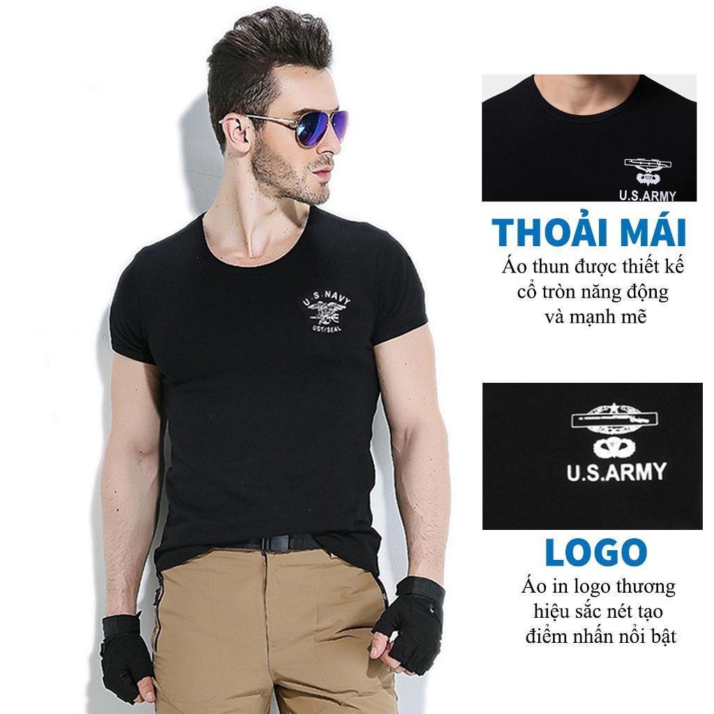 Áo Thun Nam Lính Mỹ US ARMY - Áo Phông Nam cotton Quân Đội Mềm Mịn Thoáng Mát Dáng Ôm Body Hàng Chính Hãng