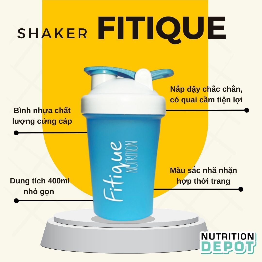 Bình lắc Shaker Fitique Nutrition 400ml phù hợp Gymer, hòa tan dễ dàng - Nutrition Depot Vietnam