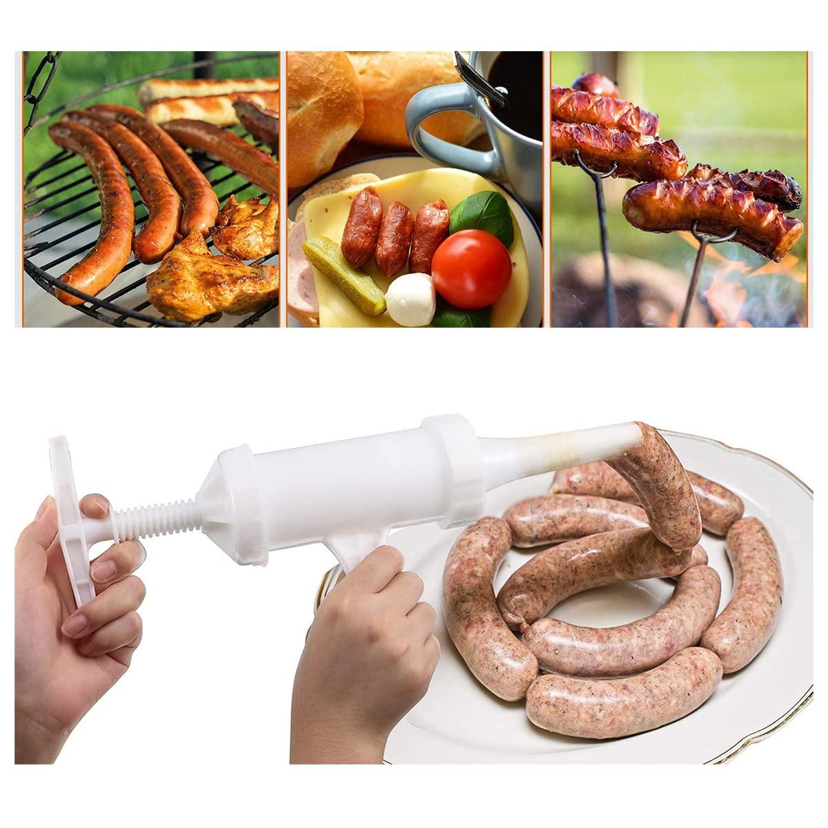 Máy làm đầy muối, xúc xích đẩy, phễu làm đầy xúc xích, ống làm đầy, máy xúc xích, với 2 phễu thịt băm nhỏ, làm xúc xích