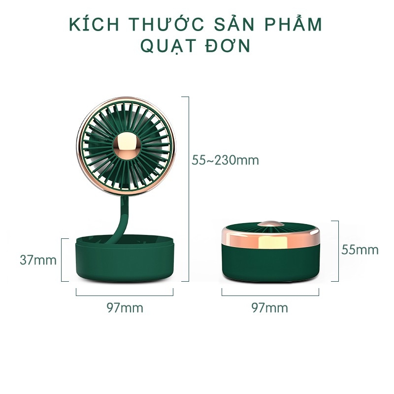 Quạt mini đặt ô tô bàn làm việc nhỏ gọn chân cắm usb có thể dùng mang theo với cục sạc dự phòng