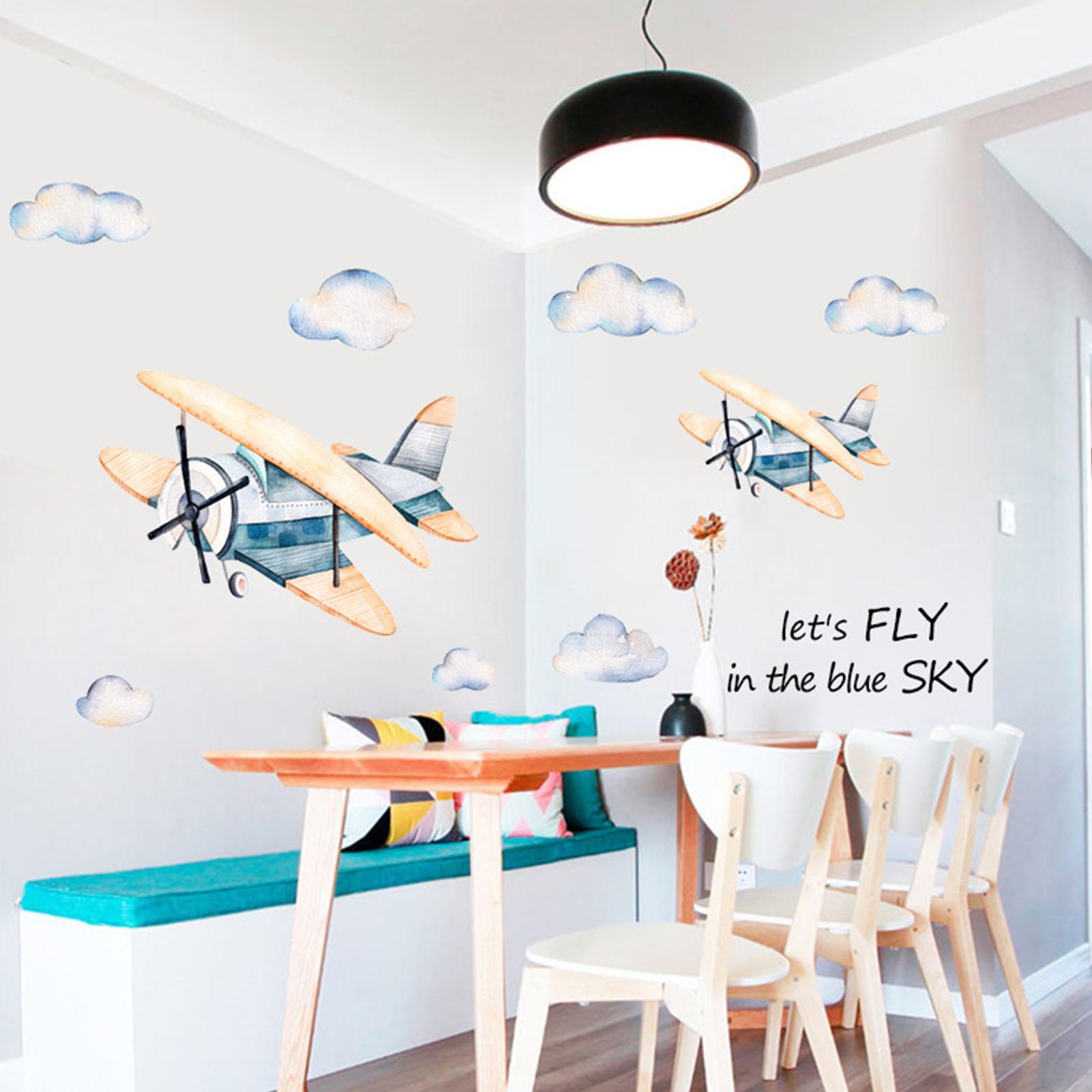 Decal Dán tường Có thể tháo rời Vinyl chủ đề máy bay cho trẻ em