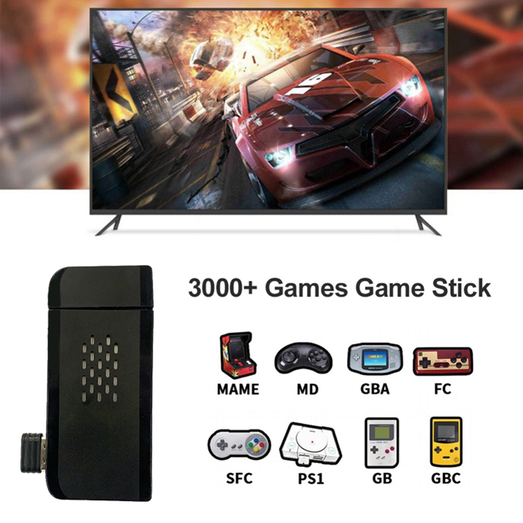 Máy chơi game điện tử 4 nút tay cầm không dây GAME STICK 4K ULTRA_HD Joystick 360 - 2 người chơi - kết nối TV 4K - Thẻ SD 32G +3000 games -Game console thiết bị game mượt - Tặng cáp chuyển HDMI