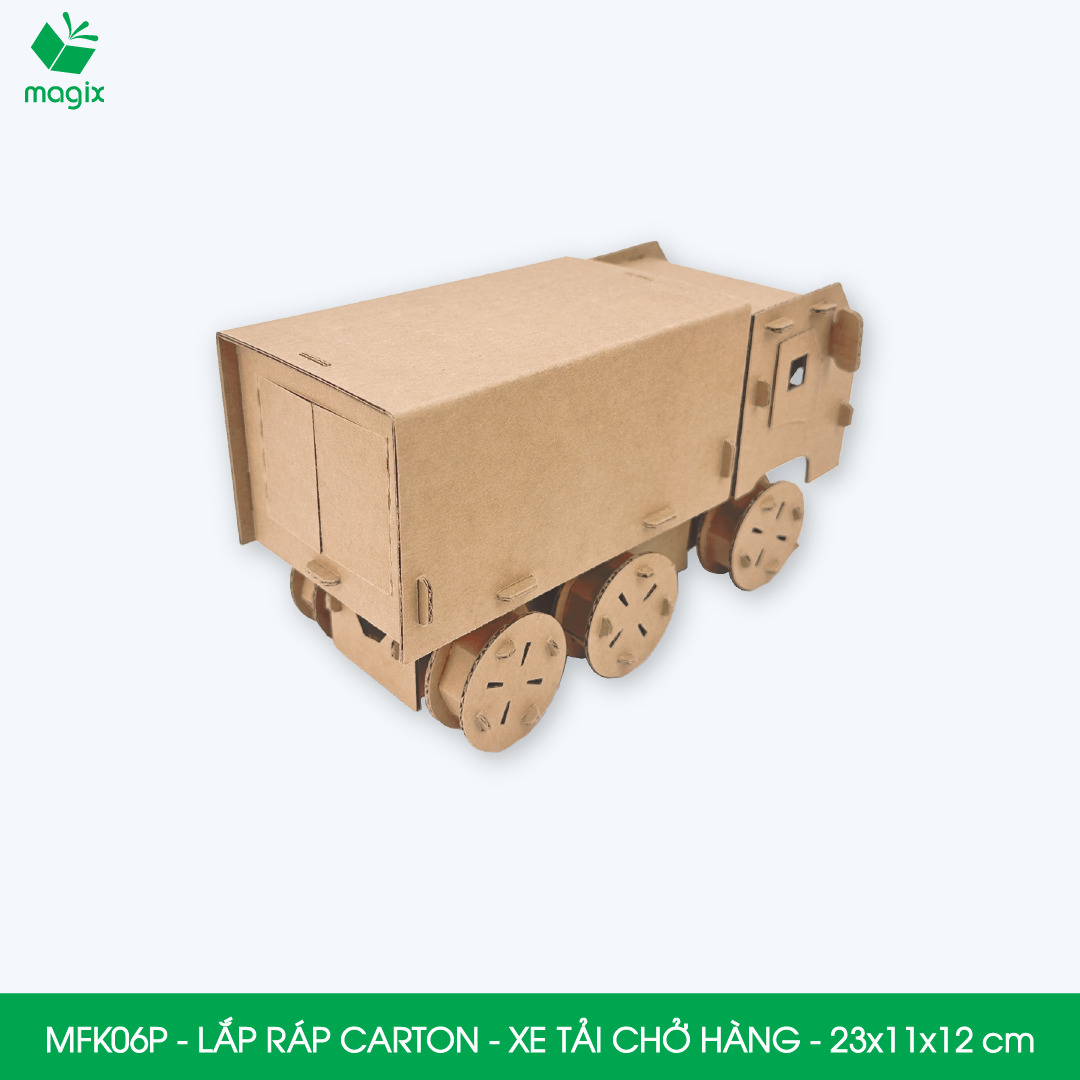 MFK06P - Xe tải chở hàng - 23x11x12 cm - Đồ chơi lắp ráp mô hình từ bìa carton cứng cao cấp