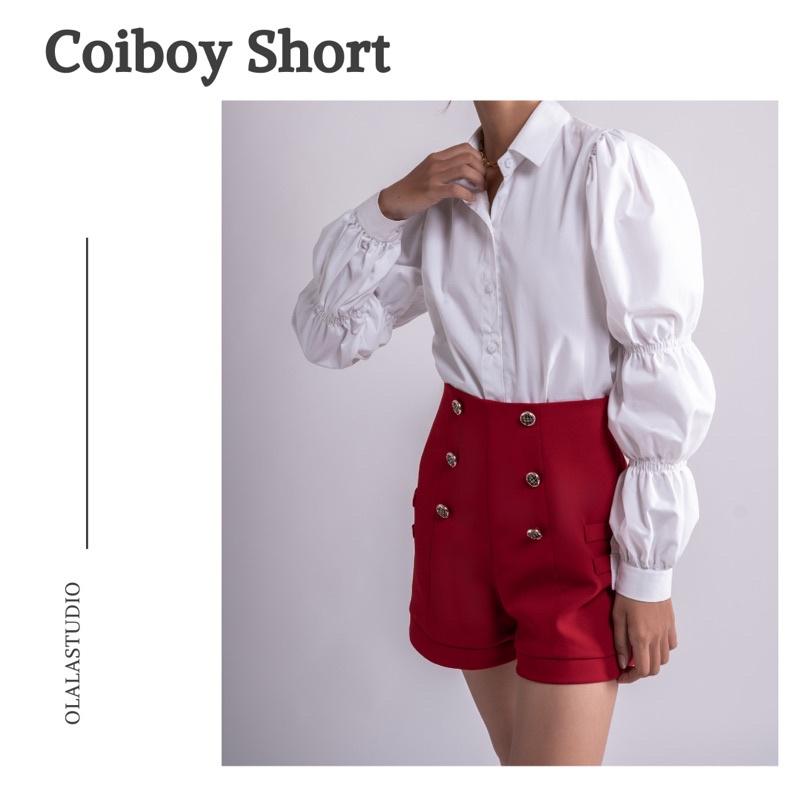 OLALASTUIO Quần short cạp cao đỏ Coiboy Short