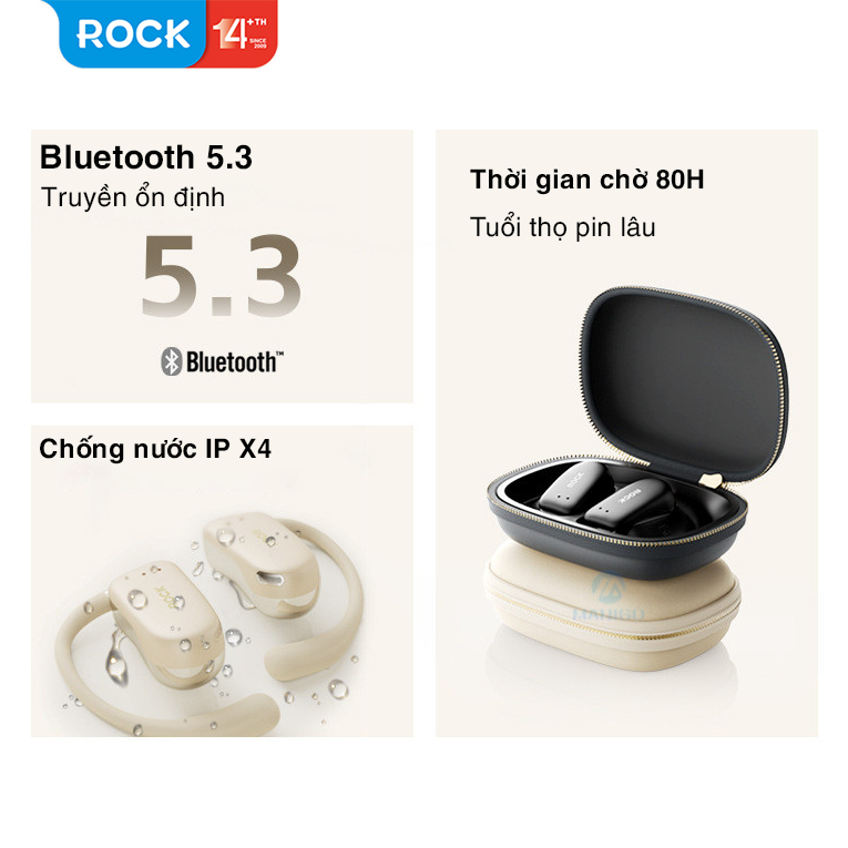 Tai nghe bluetooth không dây kẹp vành tai Rockspace X900 OWS Bluetooth Earphones Hàng chính hãng bảo hành 12 tháng