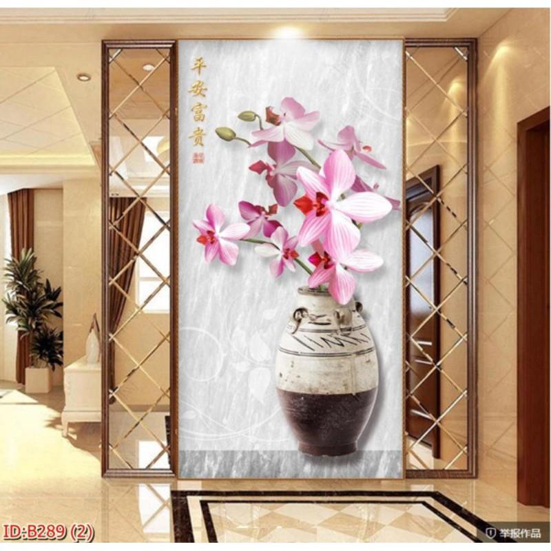 Tranh dán tường Tranh Bình Hoa sắc nét hiện đại, Tranh dán tường 3d hiện đại