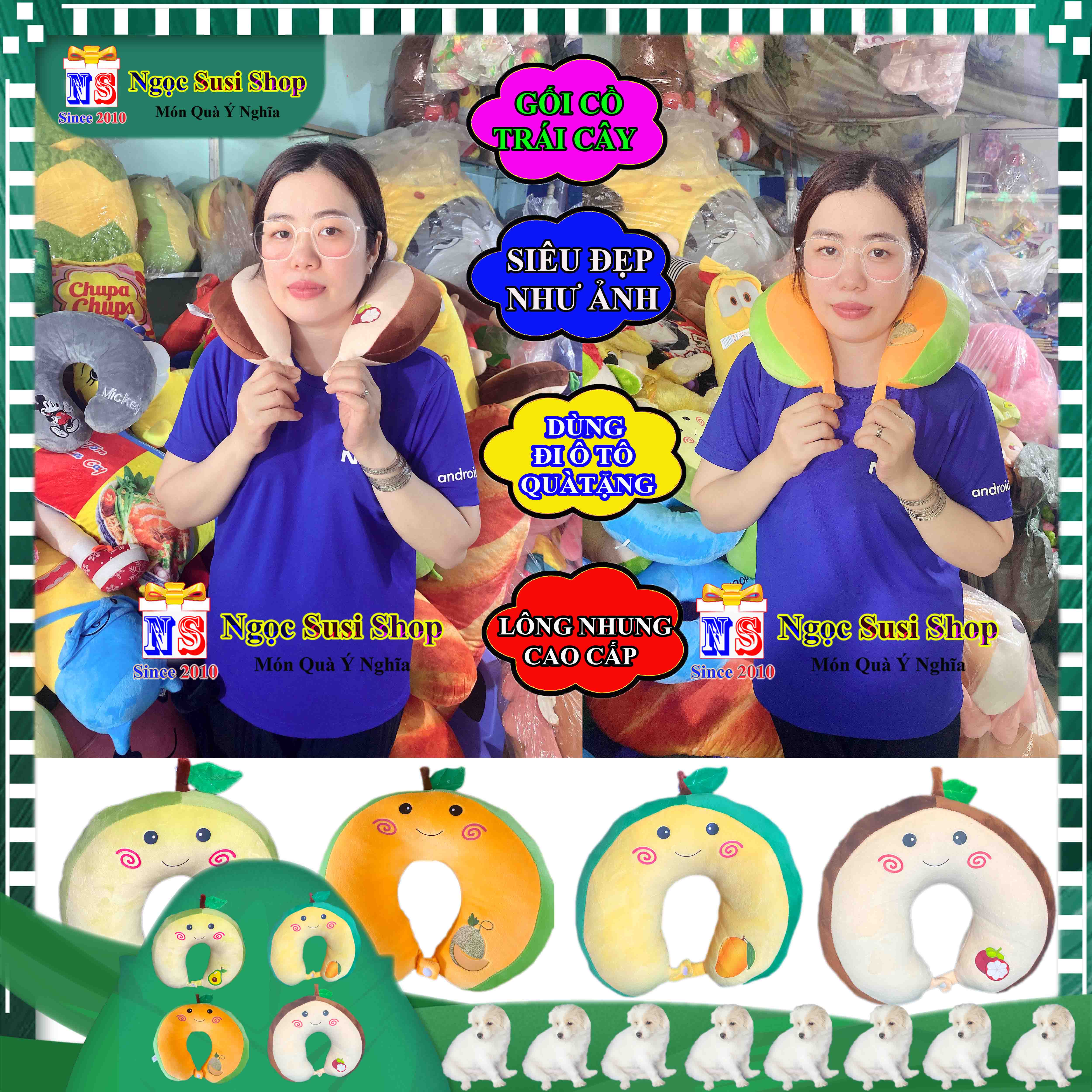 GẤU BÔNG GỐI CỔ GỐI KÊ CỔ CHỮ U HÌNH TRÁI CÂY DÙNG ĐI XE DU LỊCH CHO ĐỠ MỎI CỔ - GAIO NGẪU NHIÊN MẪU