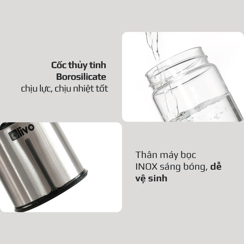 [Hàng chính hãng] Máy Xay Sinh Tố Cầm Tay OLIVO PB01 – Xay Được Đá Viên, Sạc Pin Sử Dụng Không Cần Dây – Nhỏ Gọn, Cao Cấp, Tiện Lợi, Dung Tích 450ML