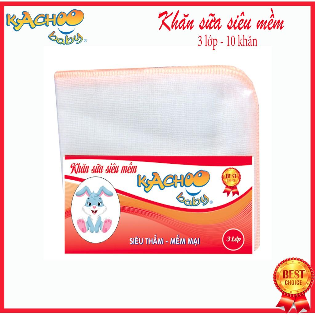 Khăn sữa siêu mềm KACHOOBABY bịch 3 lớp (24x28cm)mềm mại thấm hút tốt, dùng để lau mặt, quàng cổ, thấm sữa