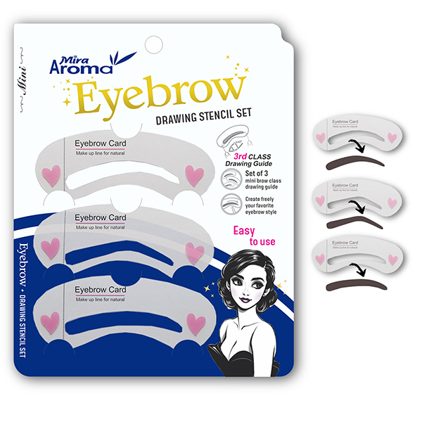 Bộ Khuôn Kẻ Chân Mày Mira Aroma Eyebrow Drawing Stencil Set ( 3 miếng/ bịch) C415