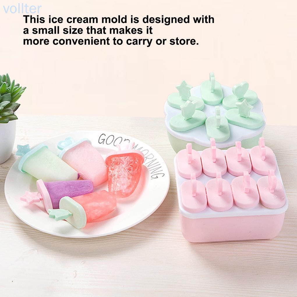 Ice Cream Mold PP Plastic Ice Dessert Maker Home Kitchen DIY Mould Summer Dessert Making Tool, Round, 6 Grid, Blue