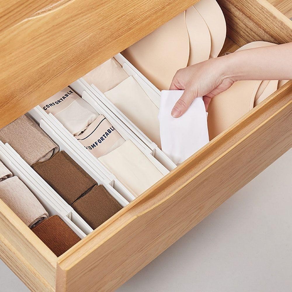 Combo 5 Hộp Chia Ngăn Kéo Nhựa Giúp Ngăn Kéo Sắp Xếp Ngăn Nắp Gọn Gàng Có Thể Tuỳ Chỉnh Kích Thước Chiều Dài Từ 25cm Đến 41.5cm