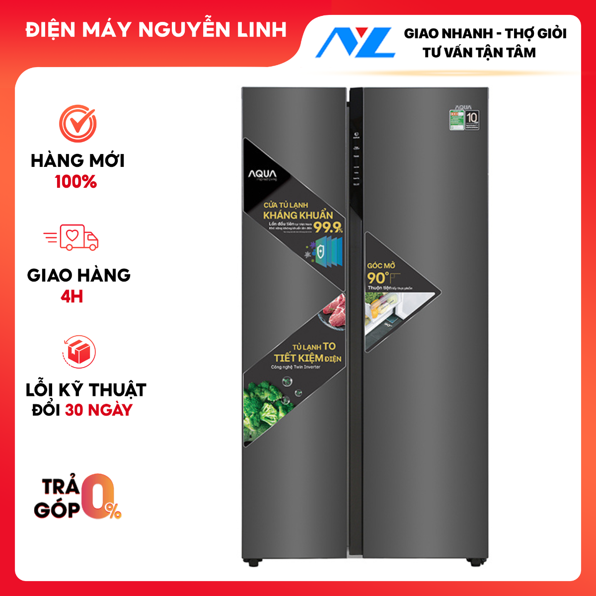 Tủ lạnh Aqua Inverter 541L AQR-S541XA(BL) - Chỉ Giao tại HCM