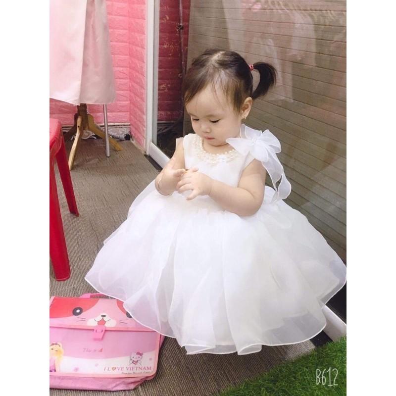 VÁY NƠ VAI voan Hàn Tặng kèm cài nơ tóc