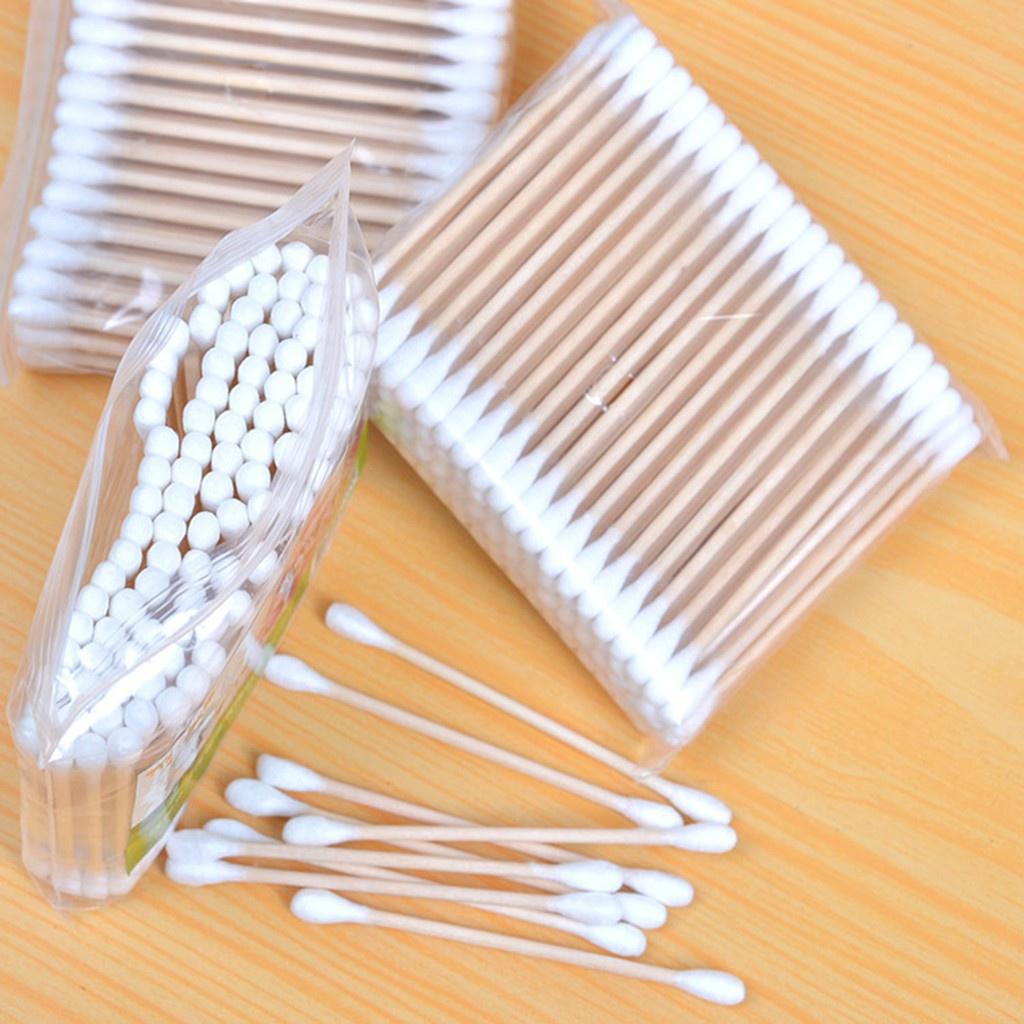 Tăm Bông Cán Gỗ Nặn Mụn Cao Cấp Gói 80 Que