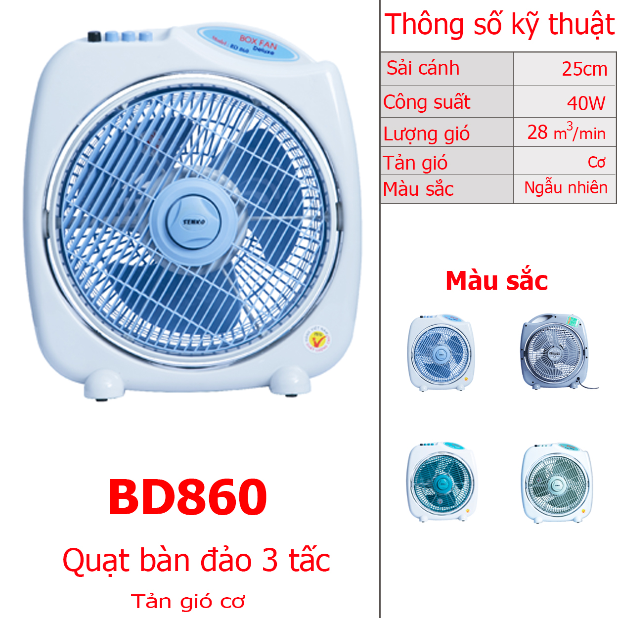 Quạt bàn Senko BD1012 Kem môn - Hàng chính hãng