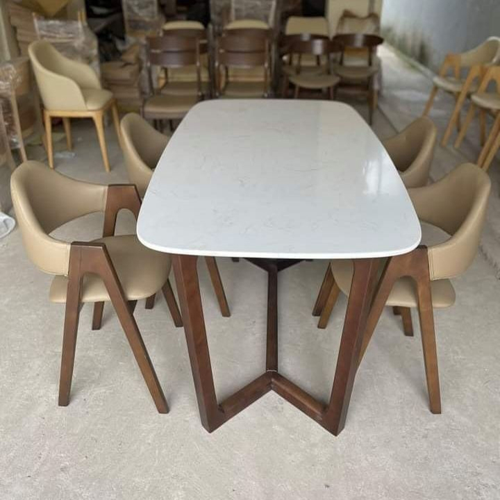 Bộ bàn ăn mặt đá Concord kèm ghế chữ A ( Bàn 1m2/1m4 + 4 ghế ) - ( Bàn 1m6 + 6 ghế )