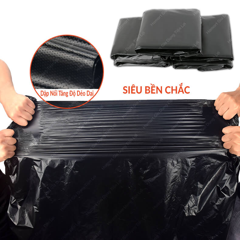 Túi Đựng Rác Size Đại Ko Quai HDPE Lớn Siêu Chắc Bao Đựng Rác Nylon To Màu Đen Tiện Lợi