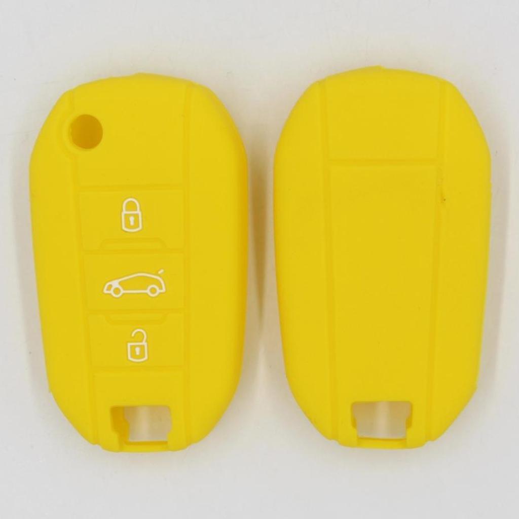 Silicone Car Key Case Cover Fit for AUDI Folding Remote Key Fob Case Shell 3 Buttons Yellow