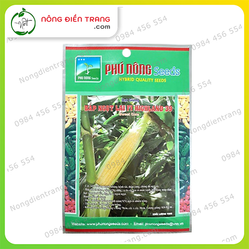 Hạt Giống Bắp Ngọt Lai F1 Highland 39 Phú Nông - Gói 5g - Giống Bắp Mỹ Nảy Mầm Nhanh Sinh Trưởng Mạnh - VTNN Nông Điền Trang