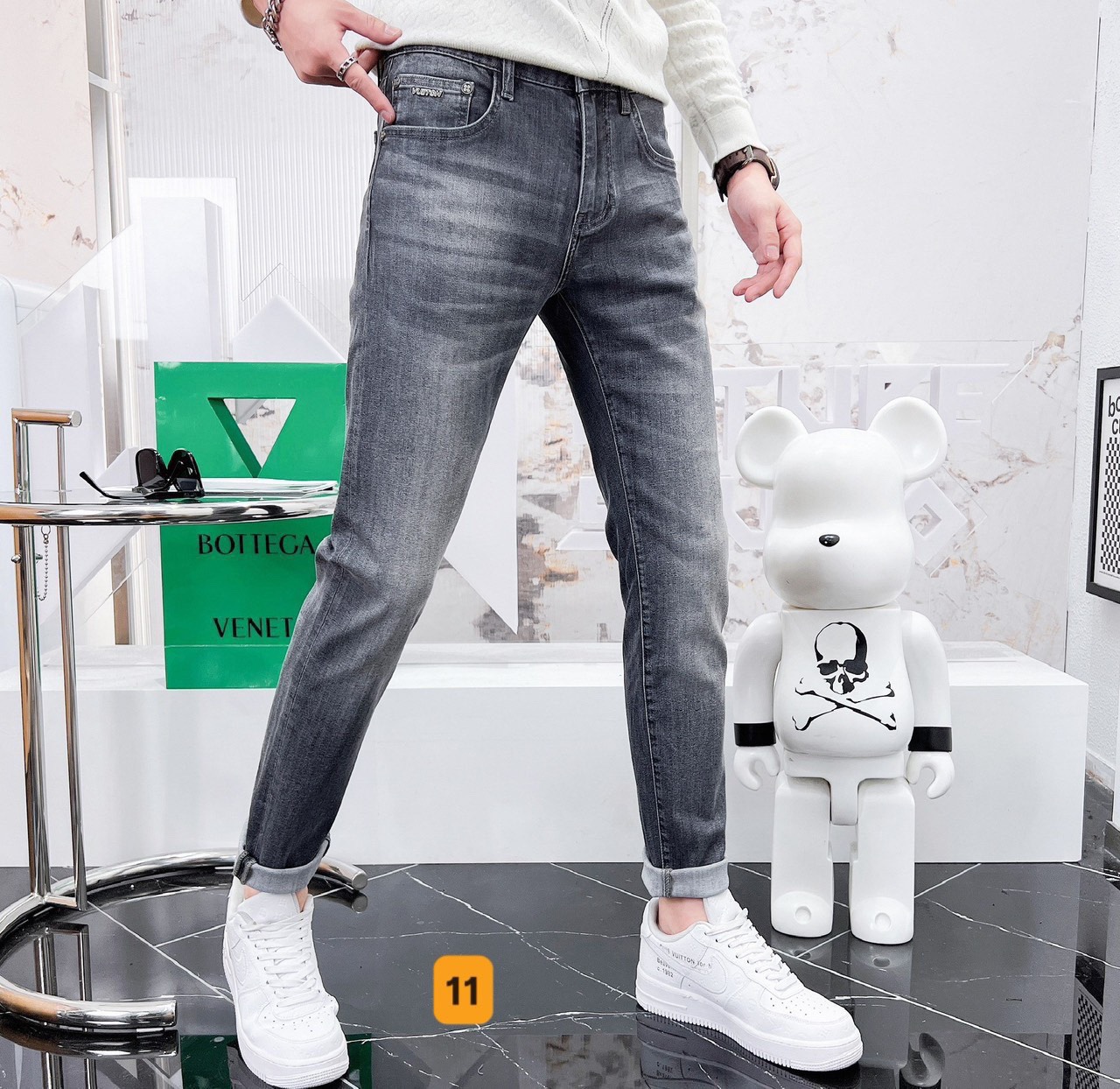 Quần Jean Nam co dãn kiểu dáng trẻ trung đơn giản Thương Hiệu Chandi, quần jean mẫu mới xu hướng MS11