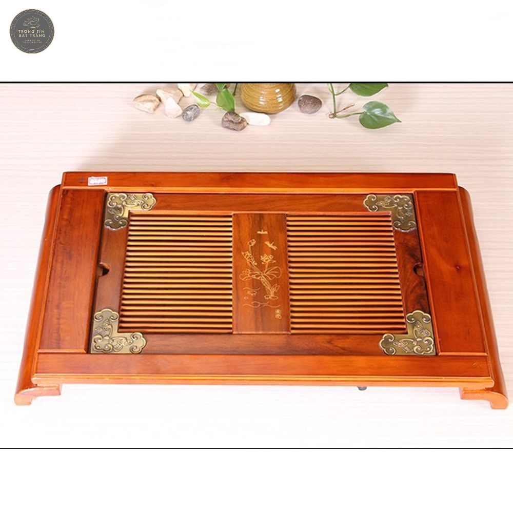Khay Trà Tre Cao Cấp Bọc Đồng 4 Góc Kích Thước 63*38*7.5 KT 47