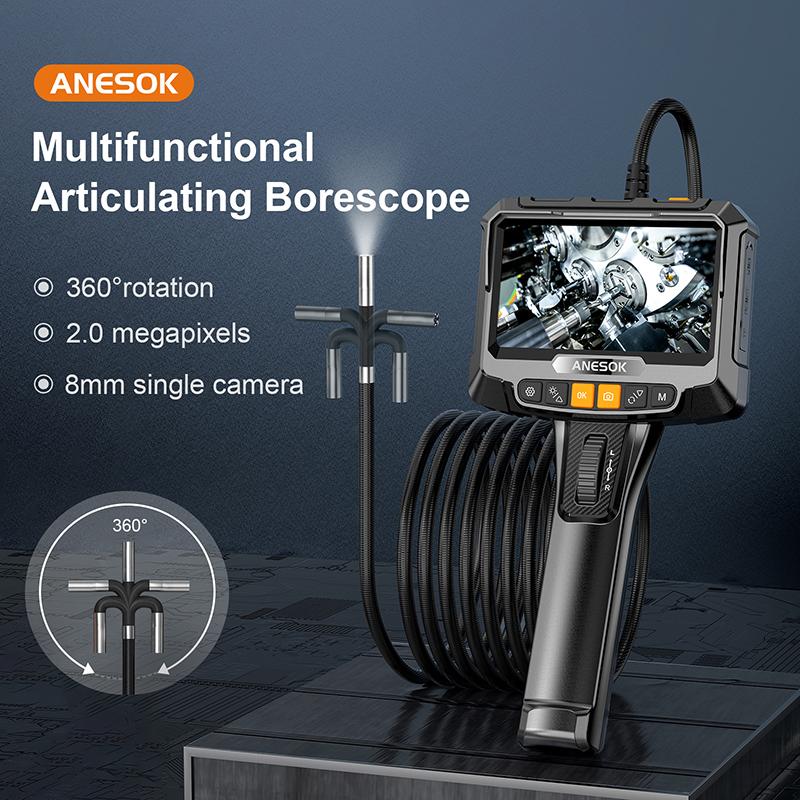 2022 Màn hình mới 6,2mm 1 m 5 inch 360 độ Hai cách khớp nối máy ảnh nội soi máy ảnh công nghiệp với 32g TF