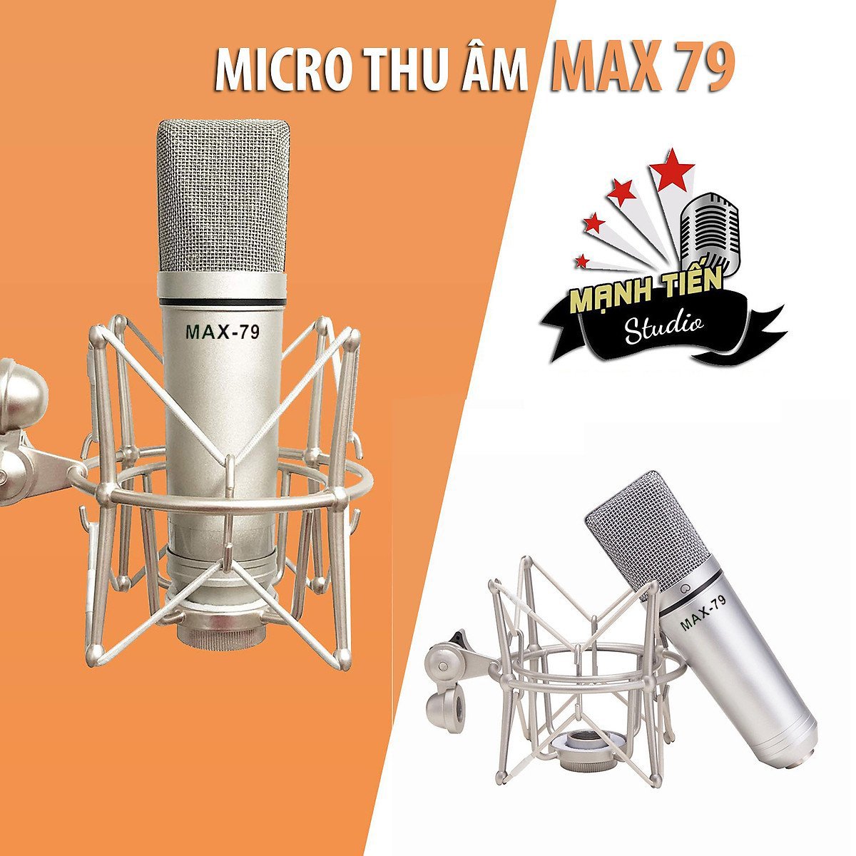 Micro thu âm cao cấp MAX 79 - Mic thu âm hát karaoke online chuyên nghiệp - Chống hú, chống nhiễu, hút âm cực tốt - Hàng chính hãng