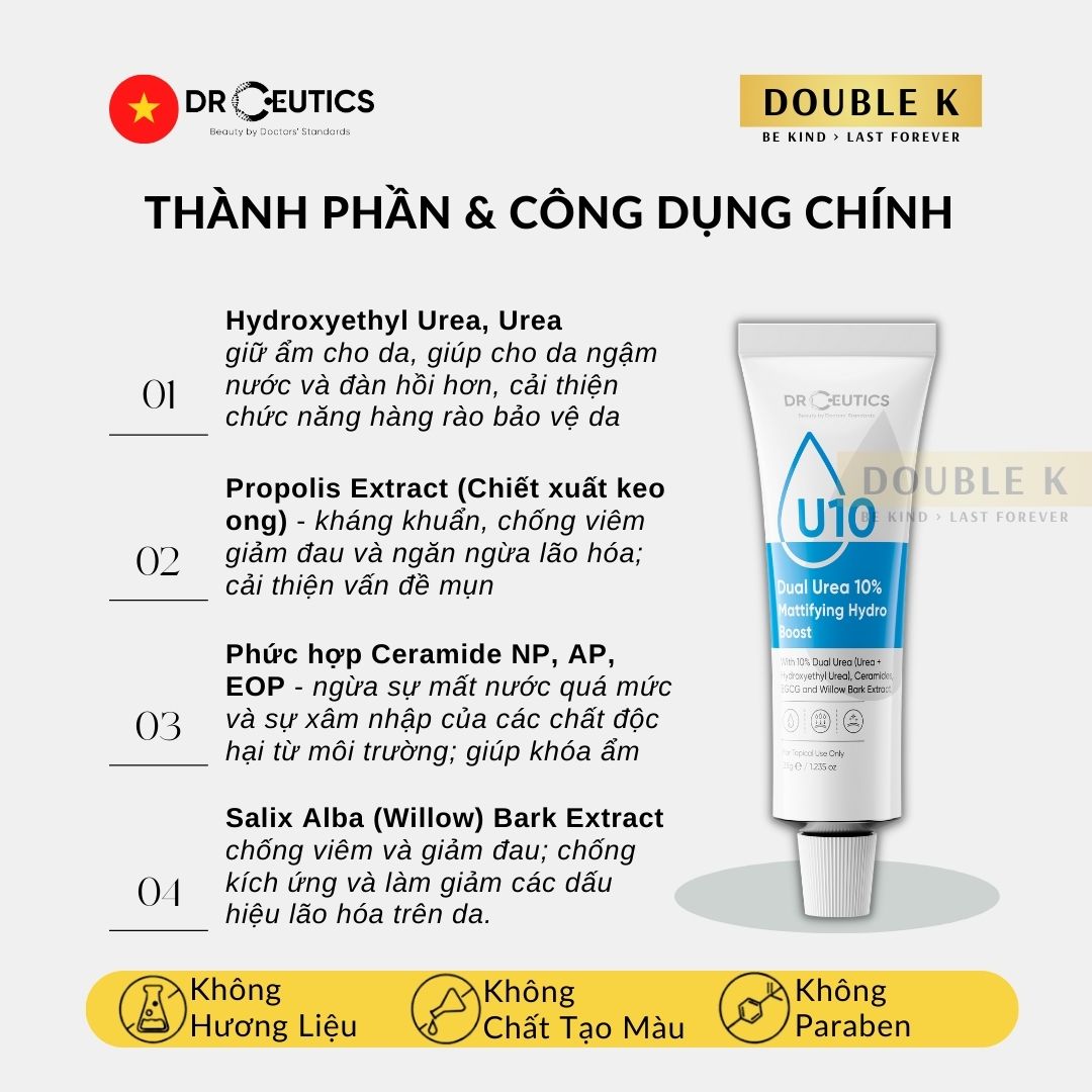 Gel Cấp Ẩm DrCeutics Dual Urea 10% Mattifying Hydro Boost - Double K