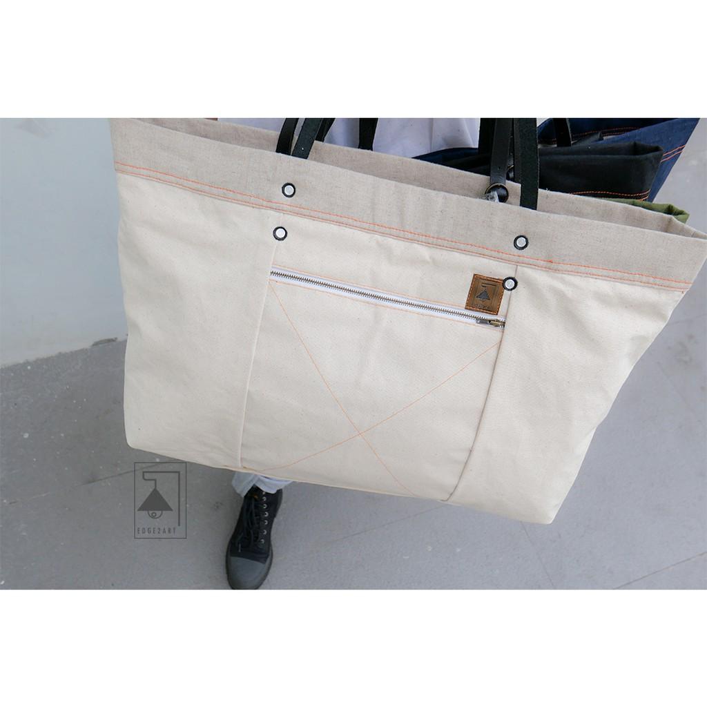 Túi Tote Vải Linen ZÍM ACTIVE - Quai Da Trâu - Kích thước 61 x 33 CM