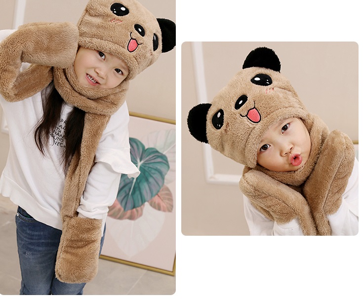 Mũ gấu xám vải nhung Cotton cho các bé trai và bé gái