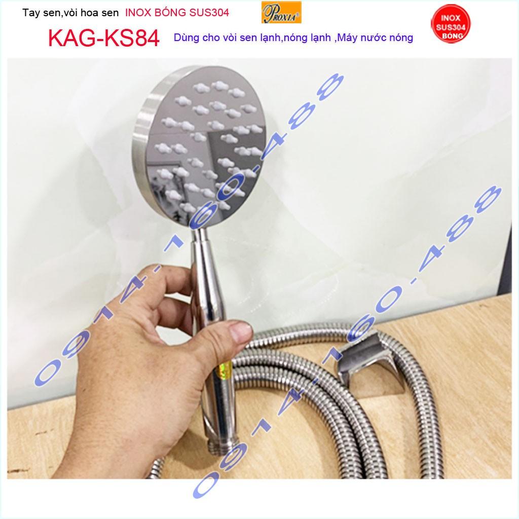 Vòi hoa sen tắm KAG-KS84 inox 304 bóng, Sales shower head 1 vòi sen +1 dây sen tắm vòi hoa sen SUS304 tia nước mạnh