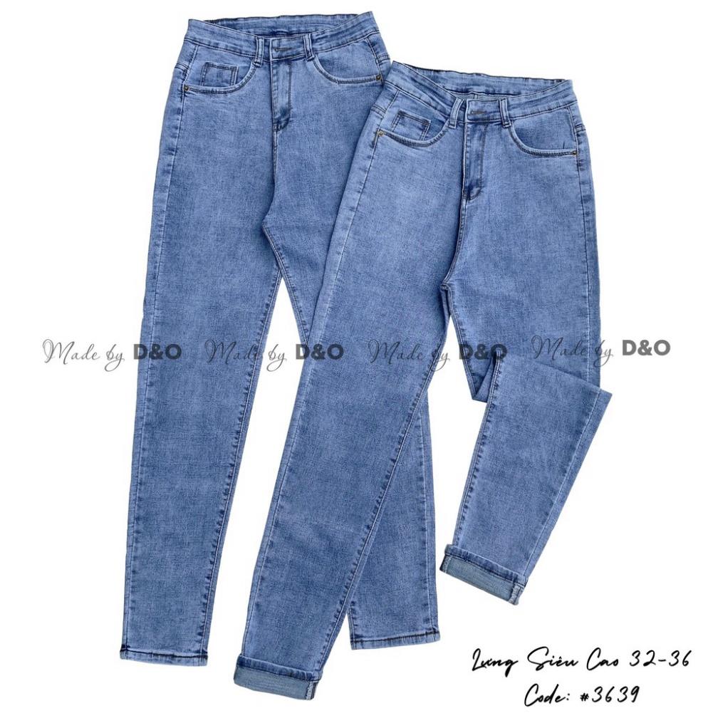 Quần Jeans Xanh Trơn Nhạt / Rách Gối Size ĐẠI - Lưng Cao - Hàng siêu co giãn QJ007