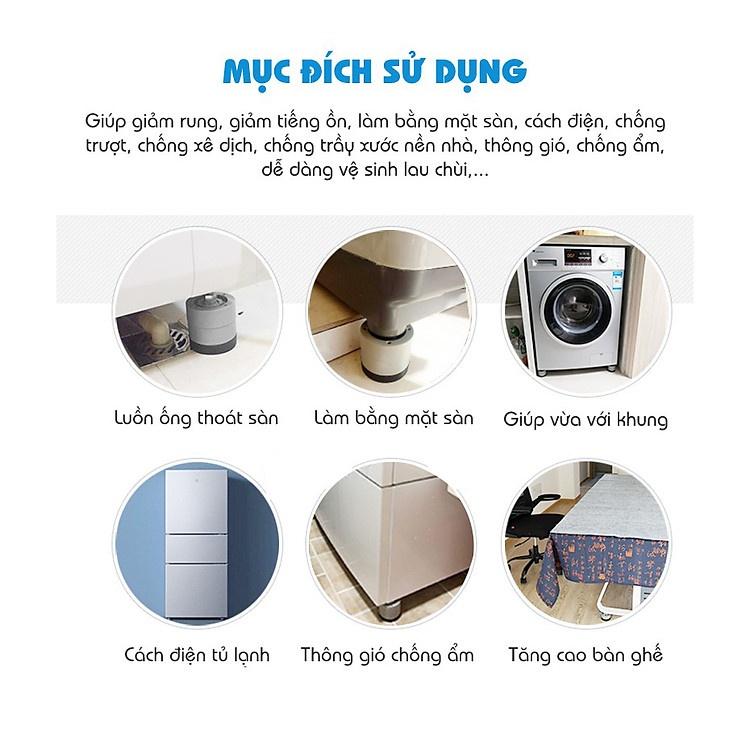 Bộ 4 Chân Kê Chống Rung Máy Giặt 3T Chất Liệu Cao Su Cao Cấp - Chống Rung, Chống Ồn Máy Giặt - Hàng Chính hãng dododios